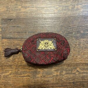 juicy couture mini snakeskin print red plaid cosmetic bag